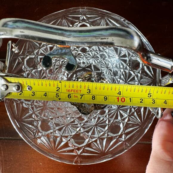 VTG Queen Anne Cut Glass Starburst Silver Plate Spoon Holder Relish Dish 3pcs - Picture 12 of 15